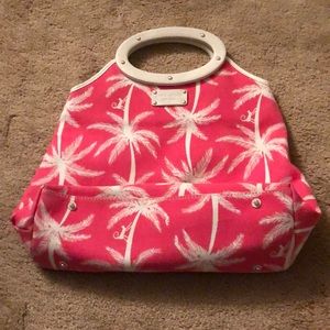 Kate spade hot pink bag with white palm trees